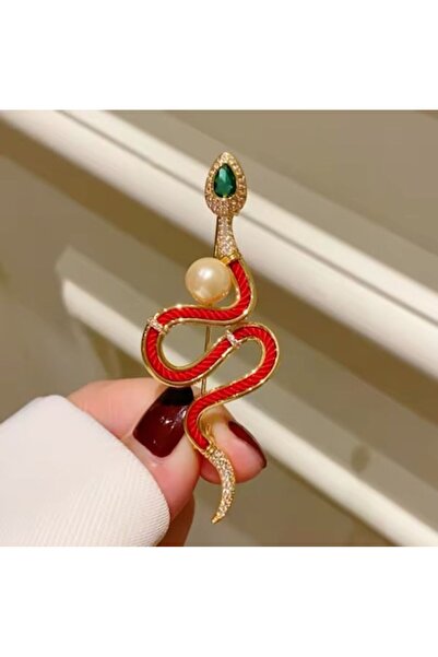 Violetta Broșă de lux cu șarpe placată cu aur BR1996, cutie cadou