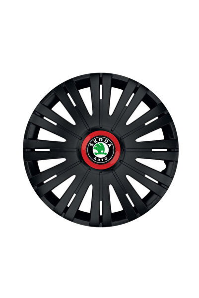 Autohelix MSA Set de 4 capace de roți negre cu inel roșu Active R16 pentru ga...