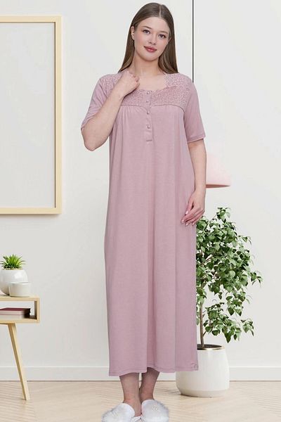 Mavelle Women's Lace Detailed Plus Size Nightgown 6029