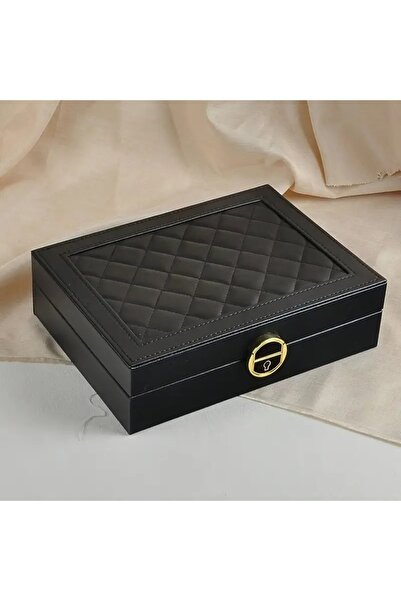 Arzu Güzel Cosmetics Leather Look Key Lock Earring Ring Necklace Bracelet Organizer Jewelry Organizer Jewelry Box