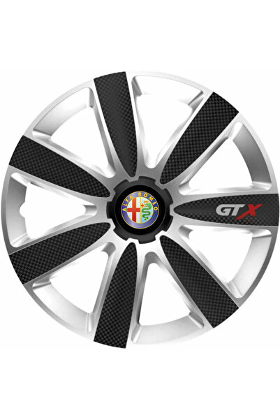 OEM Set de 4 capace de jantă GTX Carbon Gri-Negru R14, pentru Alfa Romeo