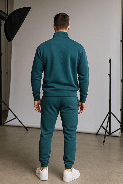 NewCabin New Season Winter Premium 3 Thread Raised Half Zipper Sweat- 3 Thread Sweatpants 2 Piece Set
