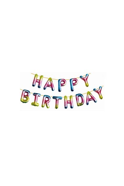 SDX Market Metallic foil balloons, "Happy birthday", 40 cm x 6 m, Rainbow
