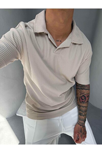 KağanKY Κρεμ μπλουζάκι με γιακά πόλο