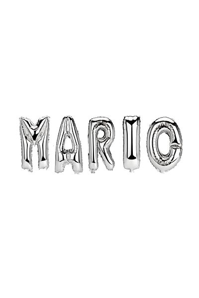 SDX Market Mario Name Balloon Set, Silver, 40 cm