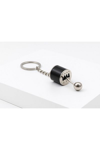 alpikom Metal Gear Shift Knob-Shaped Keychain Car Enthusiasts Gift