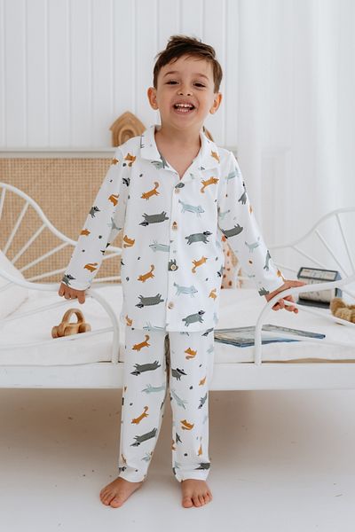 Lilabio Bamboo Fabric Front Buttoned Boys' Pajama Set