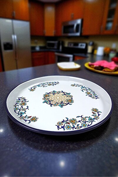 İnci Emaye 32 No 32 Cm Presentation Tray Coffee Tray Tea Tray Gift Dowry TrayServing Plate Tray