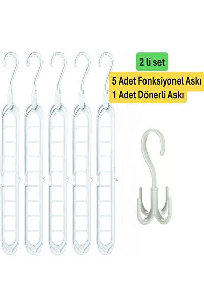 VİALEX 5 Adet Fonksiyonlu Dolap İçi Düzenleyici Organizer Askı Tişört Gömlek ...