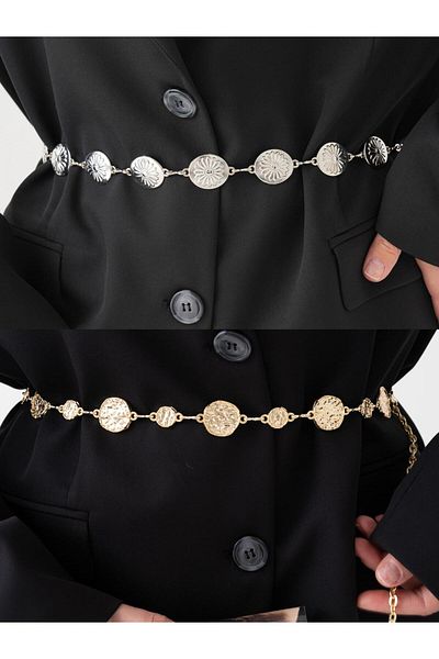Kemerix Women's Original Tarnish-Free Gold-Silver Set of 2 Chain Belt