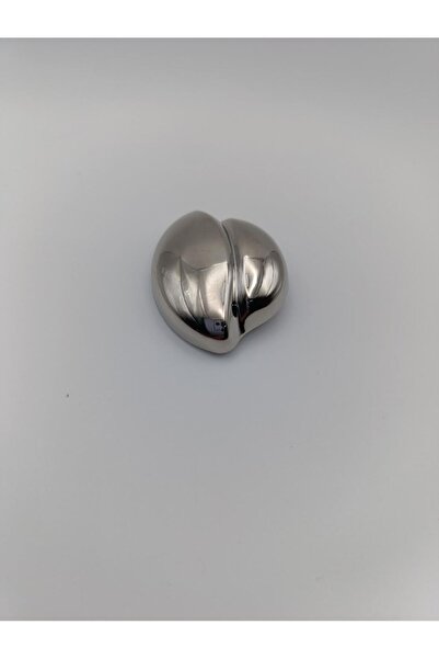 RP COMPANY لون فضي، زر كبير على شكل "حبة قهوة"