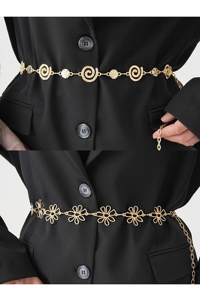 Kemerix Women's Original Tarnish-Free Gold Set of 2 Chain Belt