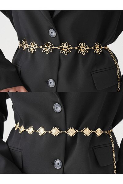 Kemerix Women's Original Tarnish-Free Gold Set of 2 Chain Belt