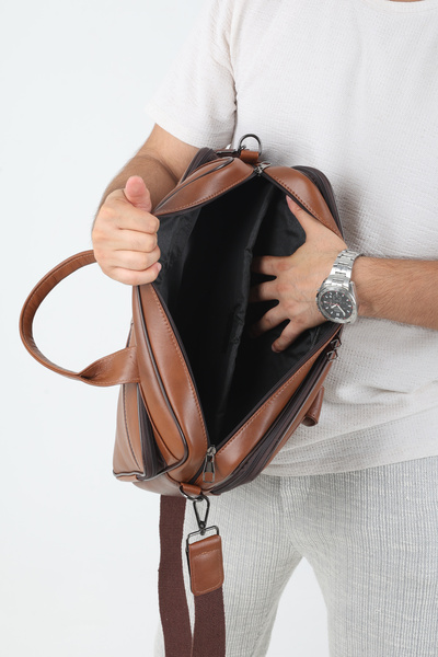Erzeno Genuine Leather Briefcase and Laptop Bag / Large Size Laptop Bag with Long Strap / 15.6 Inch
