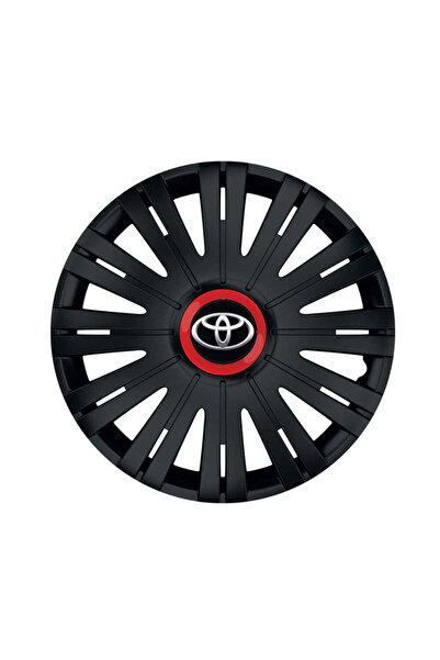 Autohelix MSA Set de 4 capace de roți negre cu inel roșu Active R16 pentru ga...