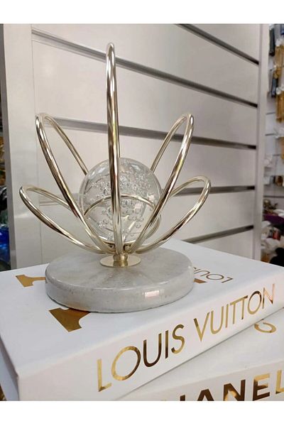 ECASATAL Silver Orbital Sphere With Marble Detail