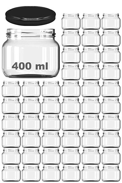 Afracam 400 ml Kavanoz Metal Siyah Konserve Kapaklı 400 Cc Şeffaf Magnolya Ca...