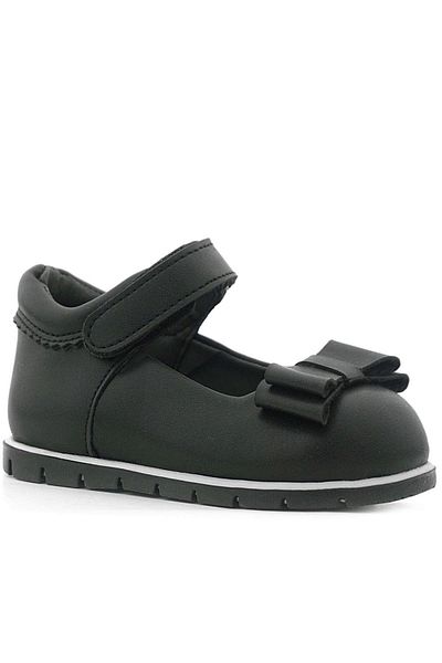 Rakerplus Black Matte Bow Baby Girl Ballerina Shoes