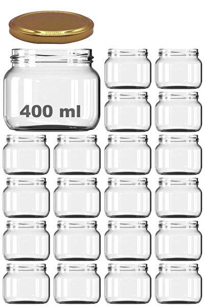 Afracam 400 ml Kavanoz Metal Gold Konserve Kapaklı 400 Cc Şeffaf Magnolya Cam...