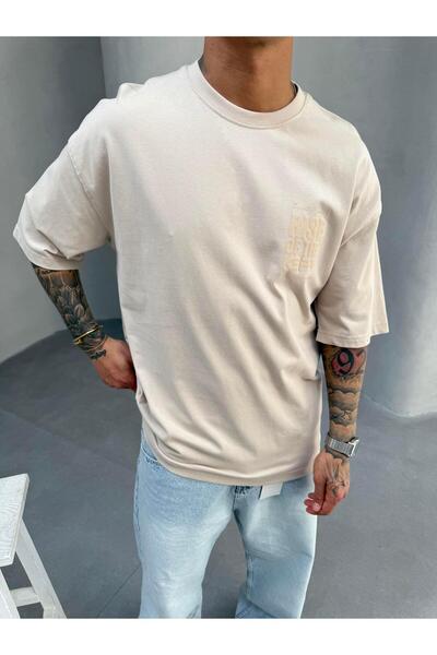 KağanKY Κρέμα oversized με τύπωμα Μπλουζάκι