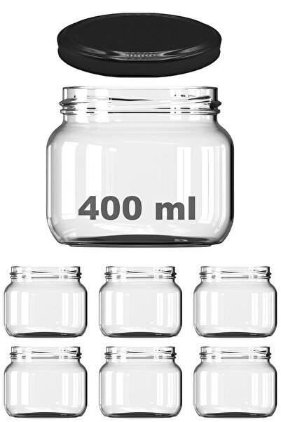 Afracam 400 ml Kavanoz Metal Siyah Konserve Kapaklı 400 Cc Şeffaf Magnolya Ca...