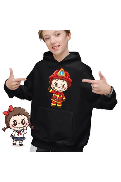 OEM Children's Hoodie Boys Labubu Firefighter