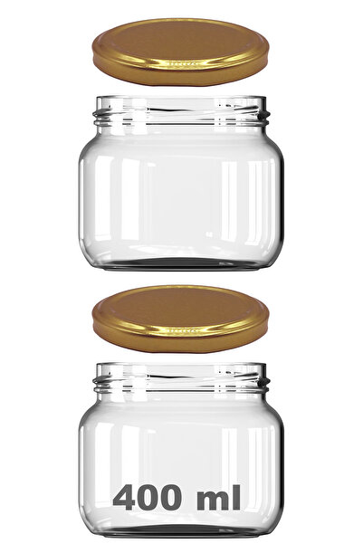 Afracam 400 ml Kavanoz Metal Gold Konserve Kapaklı 400 Cc Şeffaf Magnolya Cam...