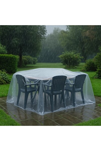 Dekals Köşeli Masa Naylonu Bahçe Mobilya Koruma Örtüsü, Masa Takımı Naylonu Su Geçirmez 240x165 cm