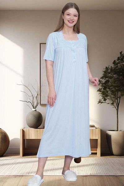 Mavelle Women's Lace Detailed Plus Size Nightgown 6029