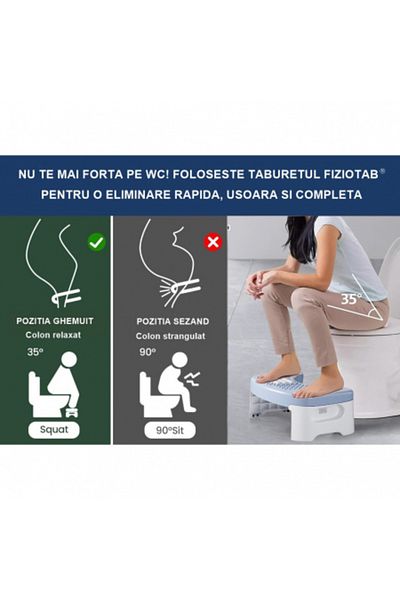 FizioTab FizioTab® Folding Toilet Seat, Against Constipation and Hemorrhoids, 1 pc, Blue, H = 18 cm