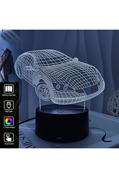 GÜMRÜK BEY 3D Dokunmatik LED Gece Lambası – Pilli & USB Bağlantılı Renk Değiş...