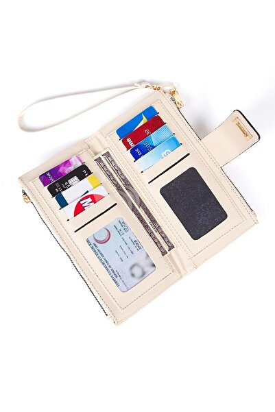 Newish Polo Women's Beige Soft Texture Leather Card Holder and Wallet
