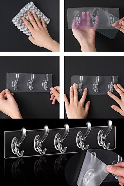 Ufak Tefek Şeyler Umeraș adeziv din silicon transparent 6 piese Umeraș pentru bucătărie pentru baie