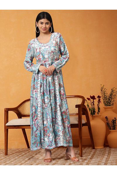 alaya Hand Embroidered Lucknowi Chikankari Printed Mulmul Cotton Jalabiya-AL3936