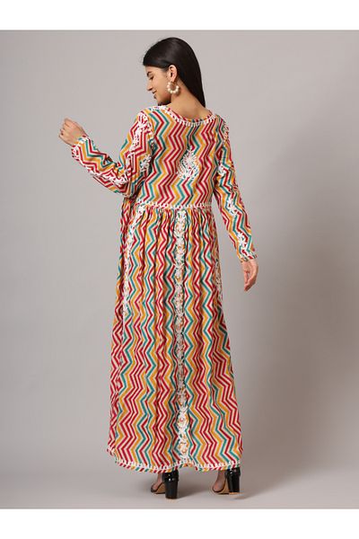 alaya Hand Embroidered Lucknowi Chikankari Printed Mulmul Cotton Jalabiya-AL3936