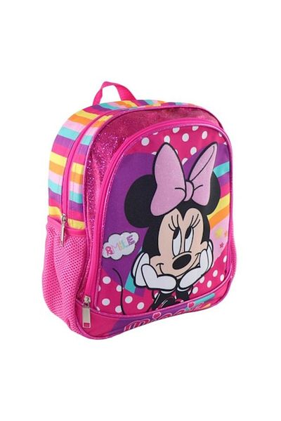 STA Ghiozdan, cu Minnie Mouse, roz, 2 compartimente, dimensiuni 27x8x32