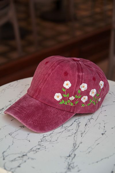 CAP BROS Morning Glory Ivy Flower Embroidered Vintage Cap Hat