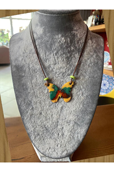 Arsin Sanat Renkli Kelebek Mine Kolye