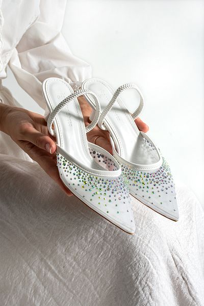 misio shoes Embroidered Mesh Open Back Shoes (5cm)