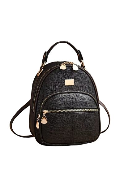 Produse.Top Women's backpack made of black ecological leather ACRD358