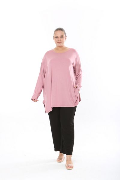 MODA LİZZA Women's Lycra Viscose Fabric Large Size Tunic One Size Bust Size 150 cm