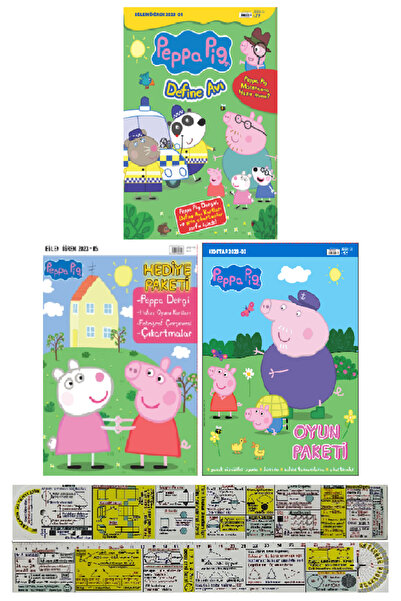Doğan Çocuk Peppa Pig 3'lü Hediyeli Dergi Seti + Mat. Öğreten Cetvel