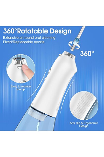 h2ofloss H2OFLOS Cordless Water Flosser with 5 Modes and 6 Jet Nozzles 300ml USB Type-C