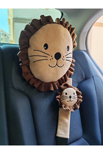 tosbai Şampiyon Arslan Araç Yastık Ve Kemer Seti Yılbaşı Yol Arkadaşı Yastık Kemer Araç Puset Dekoru Aslan