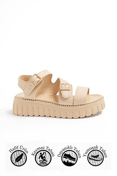 Nstil Daily Women's Sandals Adjustable Buckle High Thick Heels Serrated Soles with Bands 269