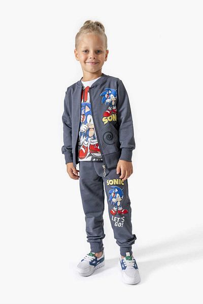 LİLLYPİCCA Boy's 3-Piece Suit Zippered Cardigan - Long Sleeve Sweatshirt - Combed Cotton Trousers with Elastic Waist