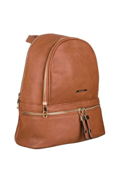 OEM Backpack with gold details for women, Brown, 30 x 15 x 31 cm