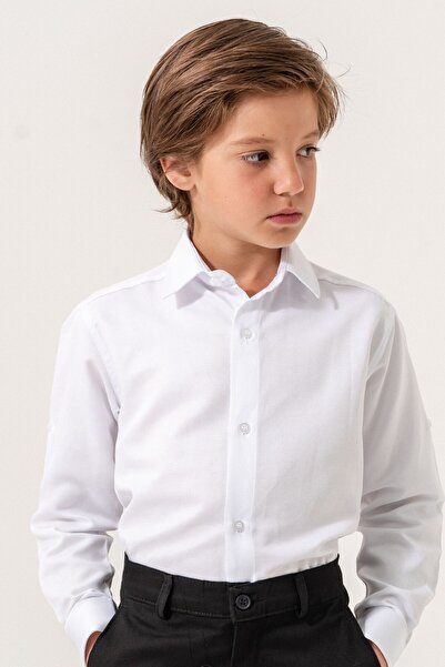 carino's kids Cămașă pentru băiat Basic Solid cu mânecă lungă