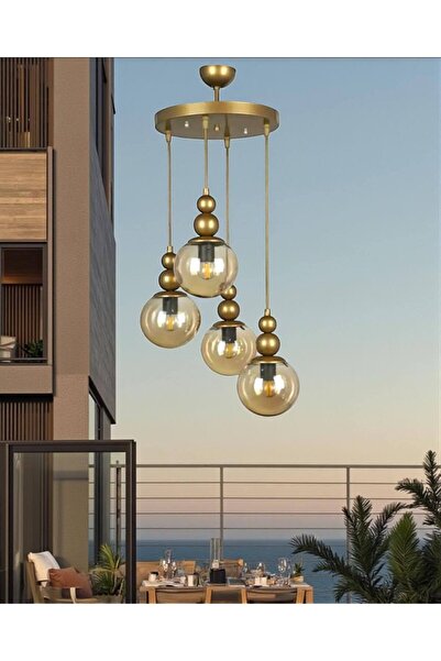 luminza tasarım Spor Eskitme Avize 4lü bal Cam