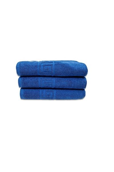E EFRALL Set 3 Face Towels 50x90, 550g, Hotel-Grade, Greek Pattern - Blue